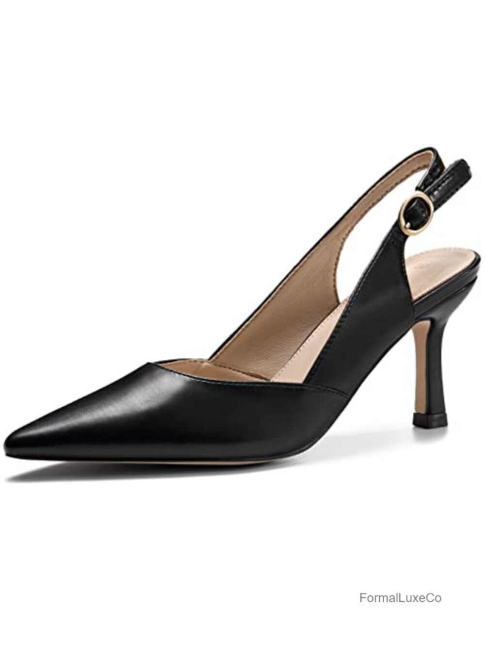 Women's Slingback Kitten Heels Closed Pointed Toe Backless Wedding Party Dress